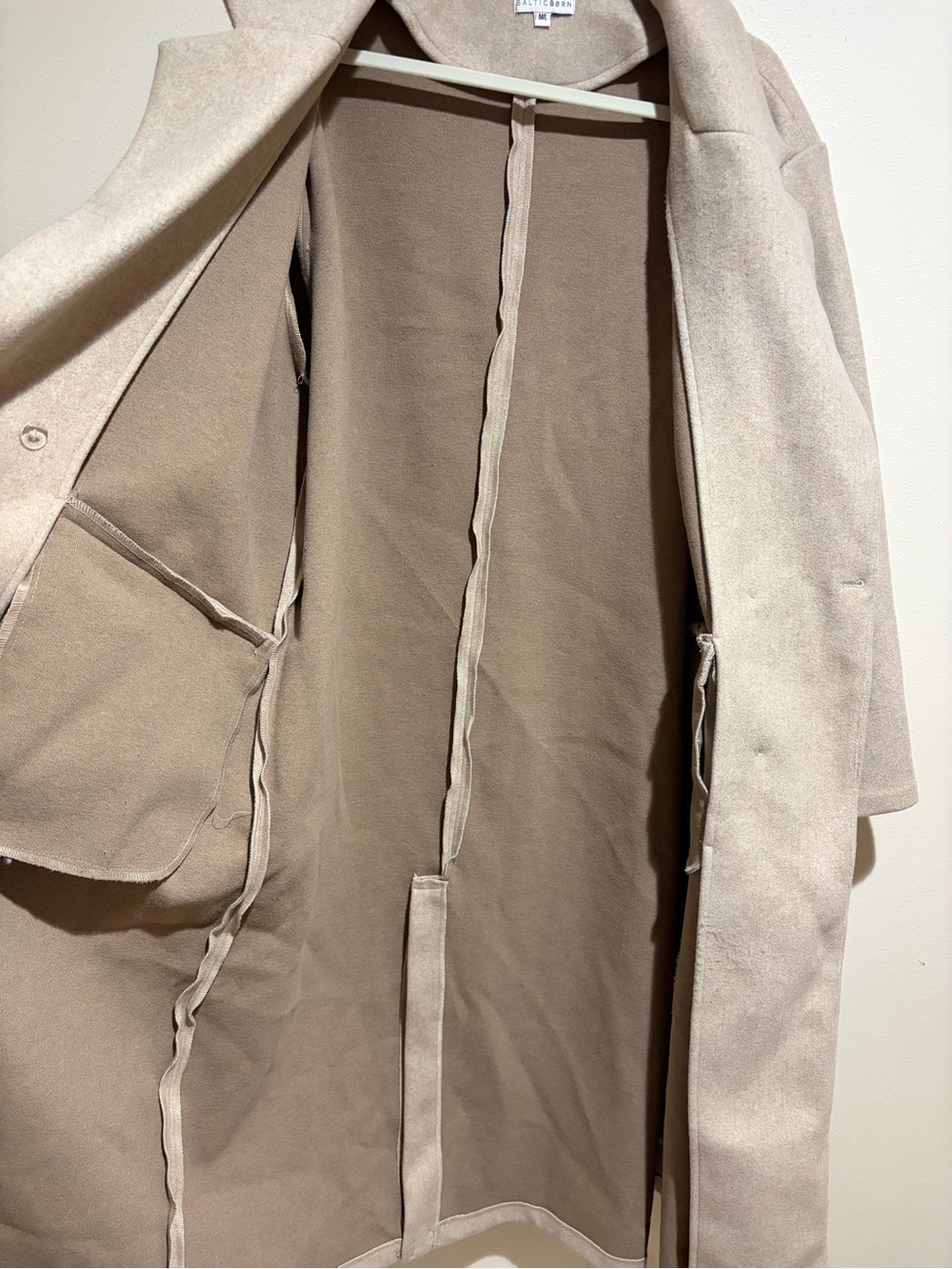Baltic Born Anderson Double Breasted Long Coat Natural Size M/L - Picture 5 of 16